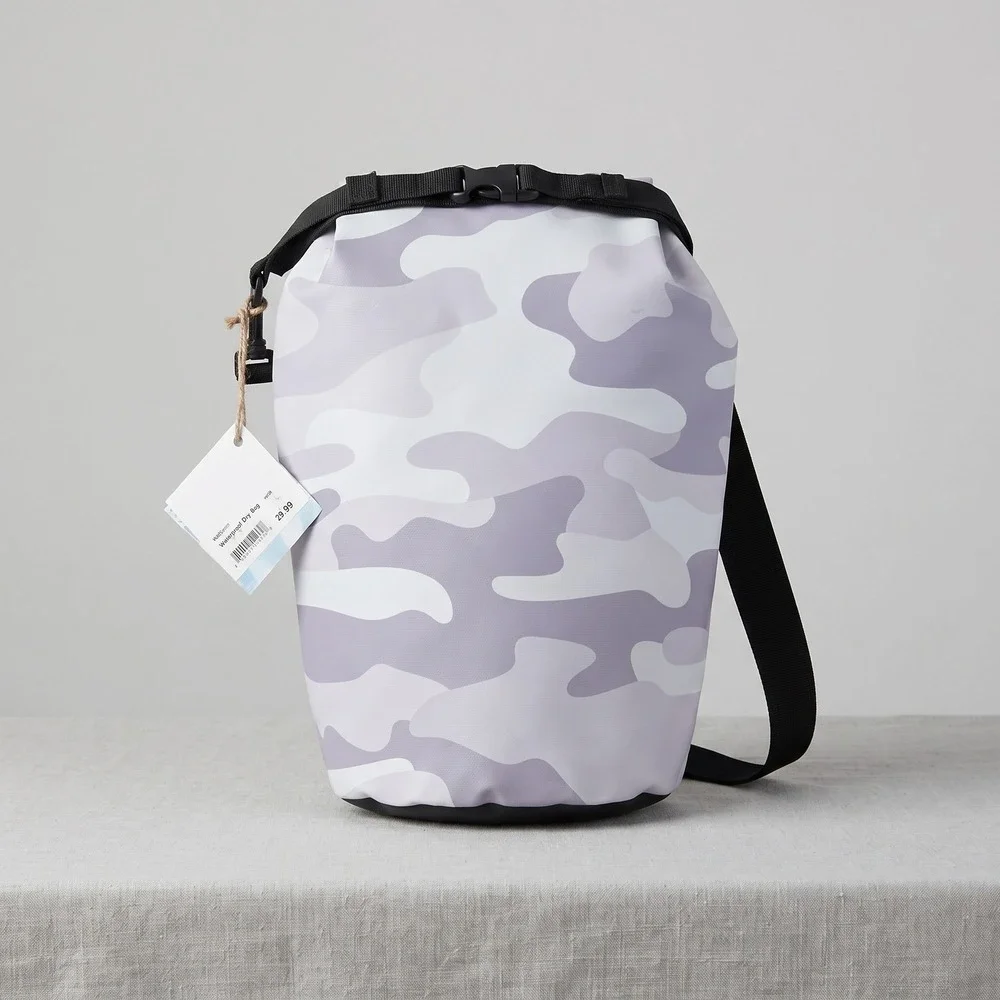 NEW Grey Camo Waterproof Dry Bag Roll Top Backpack Outdoor Beach Bag